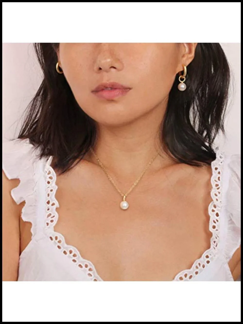 Gold Plated Huggie Hoop Earrings with Pearl Charms Drop Dangle for Women